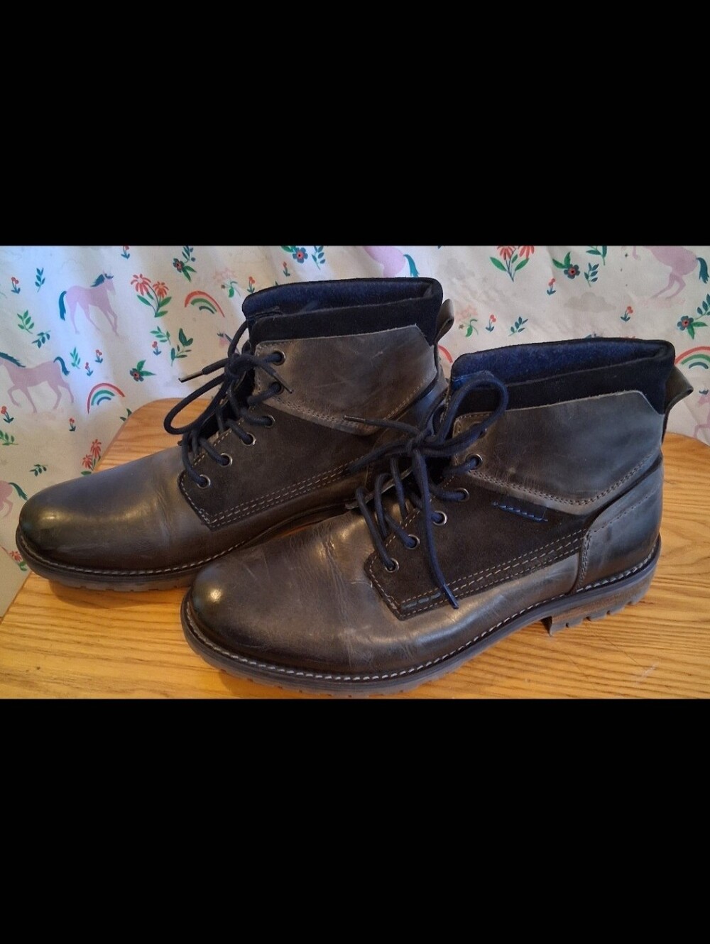 NWOT Bed Stu Dreck Navy Blue Leather & Suede Chukka Casual Work Boot SZ 10.5